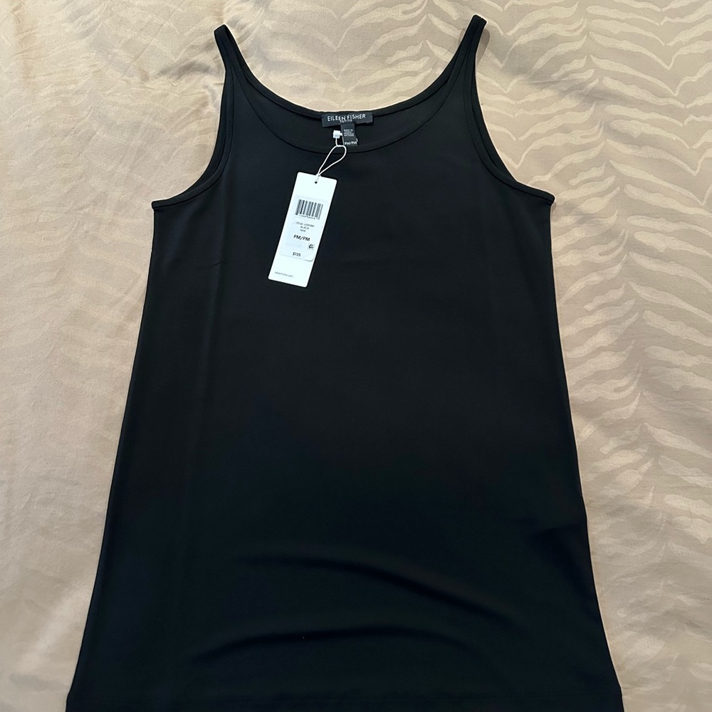 Eileen Fisher Silk Tank Top, Size Petite Medium, Black